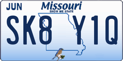 MO license plate SK8Y1Q