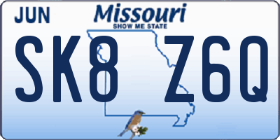 MO license plate SK8Z6Q