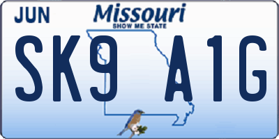 MO license plate SK9A1G