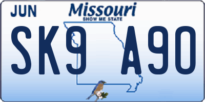 MO license plate SK9A9O