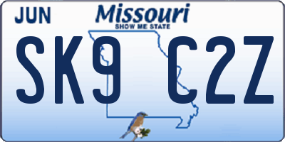 MO license plate SK9C2Z