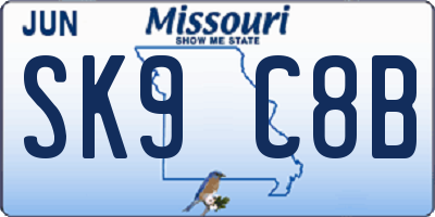MO license plate SK9C8B