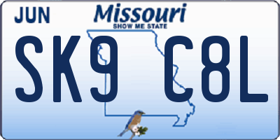MO license plate SK9C8L