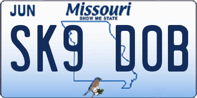 MO license plate SK9D0B