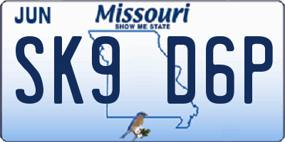 MO license plate SK9D6P