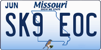 MO license plate SK9E0C