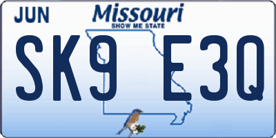 MO license plate SK9E3Q