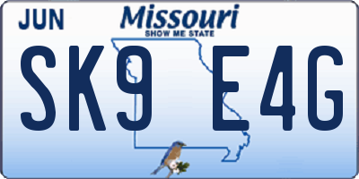 MO license plate SK9E4G
