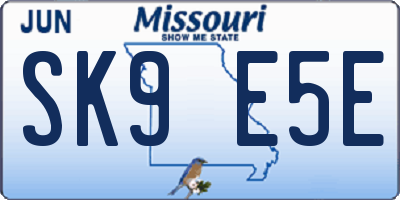 MO license plate SK9E5E