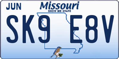 MO license plate SK9E8V