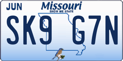 MO license plate SK9G7N