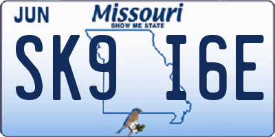 MO license plate SK9I6E