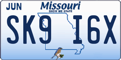 MO license plate SK9I6X