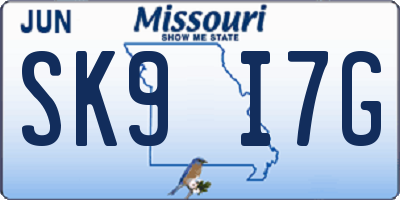 MO license plate SK9I7G