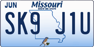 MO license plate SK9J1U