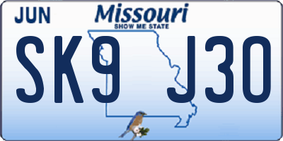 MO license plate SK9J3O