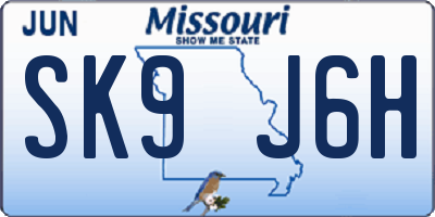 MO license plate SK9J6H