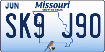 MO license plate SK9J9O