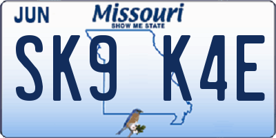 MO license plate SK9K4E
