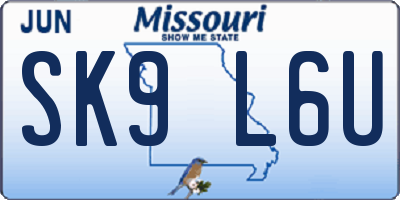 MO license plate SK9L6U