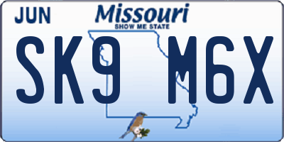 MO license plate SK9M6X