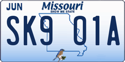 MO license plate SK9O1A