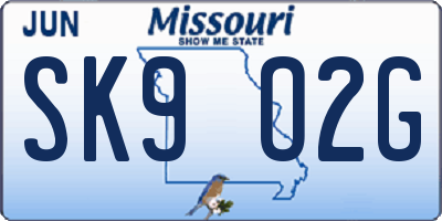 MO license plate SK9O2G