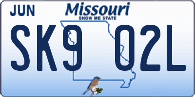 MO license plate SK9O2L