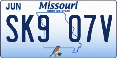 MO license plate SK9O7V
