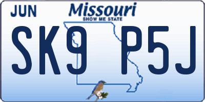 MO license plate SK9P5J