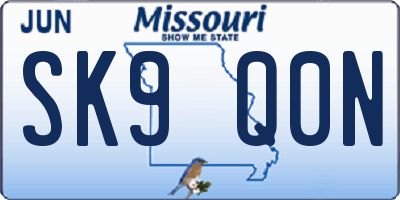 MO license plate SK9Q0N