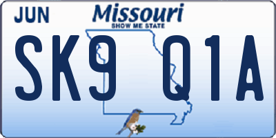 MO license plate SK9Q1A