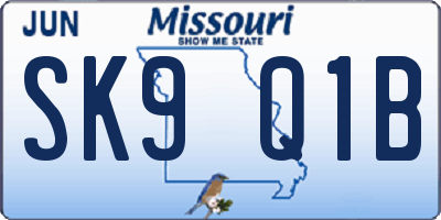 MO license plate SK9Q1B