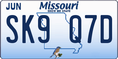 MO license plate SK9Q7D