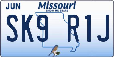 MO license plate SK9R1J