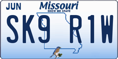 MO license plate SK9R1W