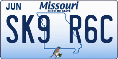 MO license plate SK9R6C