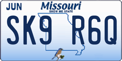 MO license plate SK9R6Q