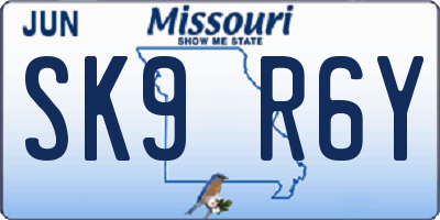 MO license plate SK9R6Y