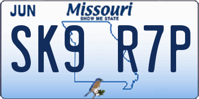 MO license plate SK9R7P