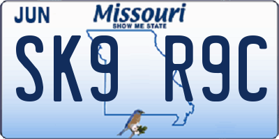 MO license plate SK9R9C