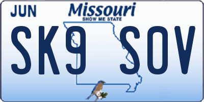 MO license plate SK9S0V