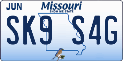 MO license plate SK9S4G