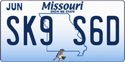 MO license plate SK9S6D