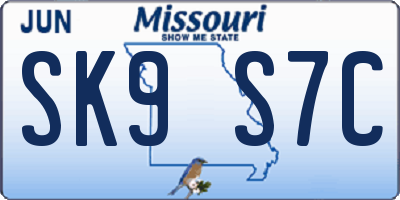 MO license plate SK9S7C