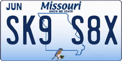 MO license plate SK9S8X
