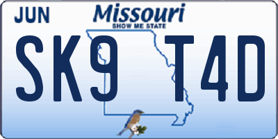 MO license plate SK9T4D
