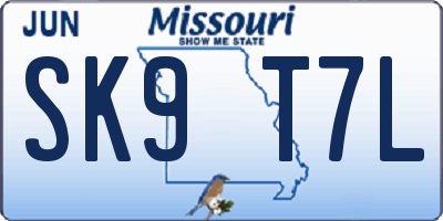 MO license plate SK9T7L