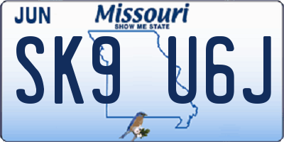 MO license plate SK9U6J