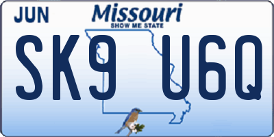 MO license plate SK9U6Q